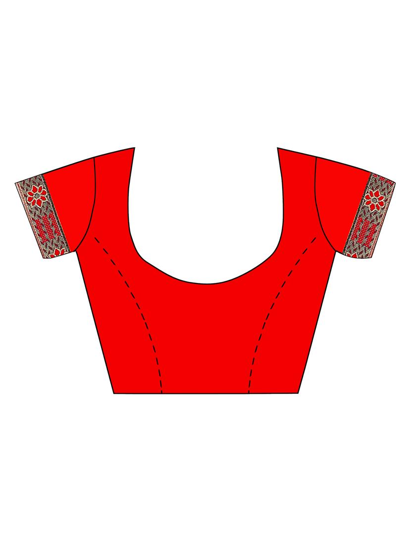 red georgette printed saree with blouse - 18351657 - Zoom Image - 3