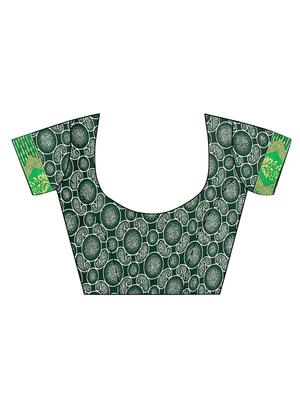 green georgette printed saree with blouse - 18351659 - Standard Image - 3