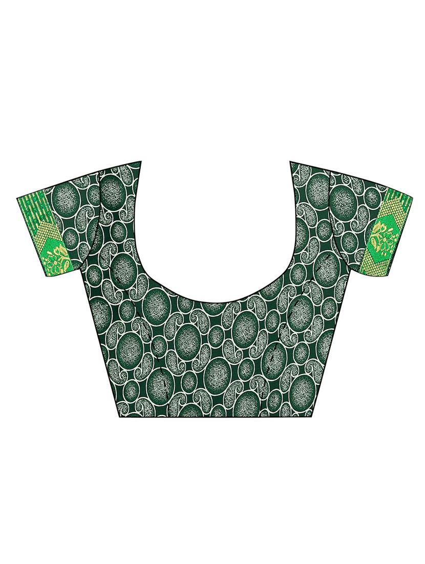 green georgette printed saree with blouse - 18351659 - Zoom Image - 3