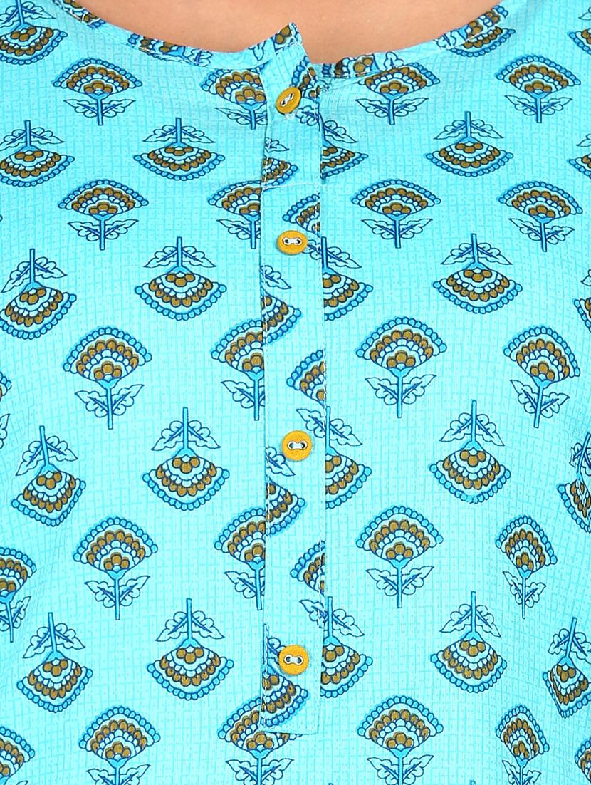 blue rayon straight kurta - 18353224 - Zoom Image - 5
