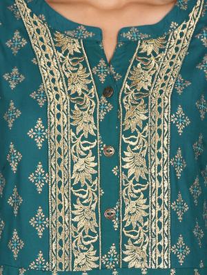 green printed flared kurta - 18353243 - Standard Image - 4