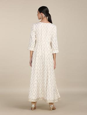 white printed anarkali kurta - 18353610 - Standard Image - 4