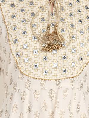 white printed anarkali kurta - 18353610 - Standard Image - 5