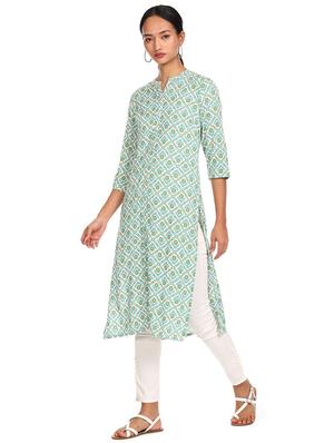 white cotton blend straight kurta - 18353712 - Standard Image - 3