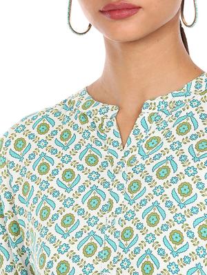 white cotton blend straight kurta - 18353712 - Standard Image - 4
