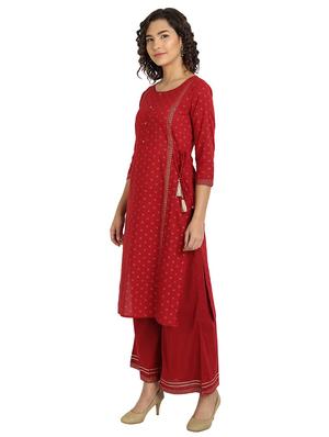 red printed straight kurta - 18354515 - Standard Image - 2