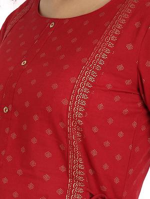red printed straight kurta - 18354515 - Standard Image - 4