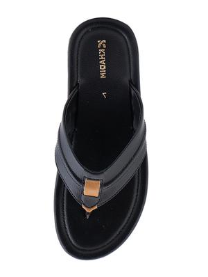 black leatherette slip on slippers - 18354530 - Standard Image - 4