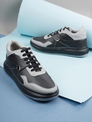 black synthetic lace up sneakers - 18354573 - Standard Image - 2