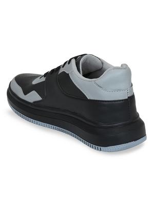 black synthetic lace up sneakers - 18354573 - Standard Image - 4