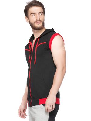 black solid hooded t-shirt - 18354615 - Standard Image - 2