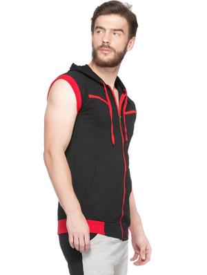 black solid hooded t-shirt - 18354615 - Standard Image - 3