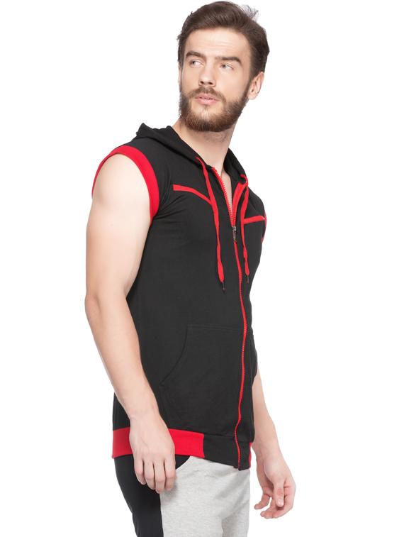 black solid hooded t-shirt - 18354615 - Zoom Image - 3
