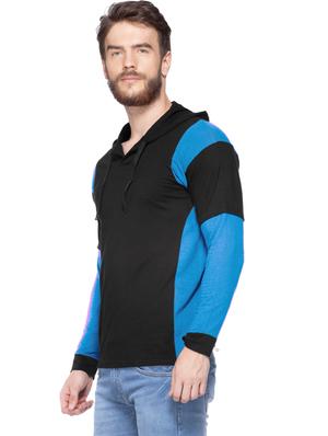 black color-blocked hooded t-shirt - 18354618 - Standard Image - 2