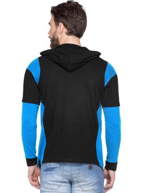 black color-blocked hooded t-shirt - 18354618 - Standard Image - 3