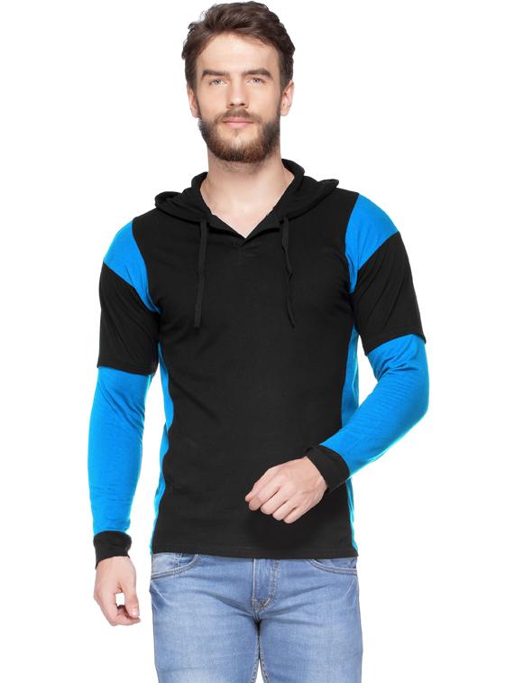 black color-blocked hooded t-shirt - 18354618 - Zoom Image - 1
