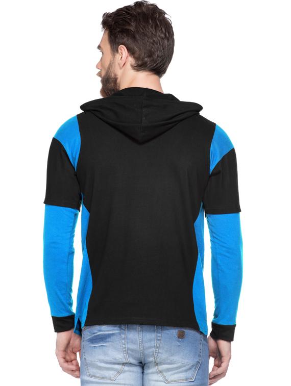 black color-blocked hooded t-shirt - 18354618 - Zoom Image - 3