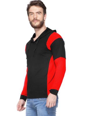 red color-blocked hooded t-shirt - 18354619 - Standard Image - 2