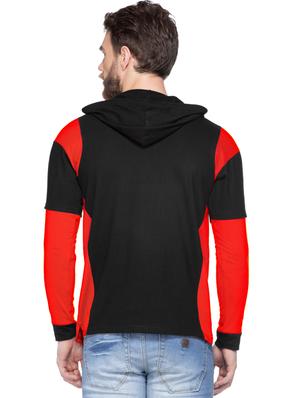 red color-blocked hooded t-shirt - 18354619 - Standard Image - 3