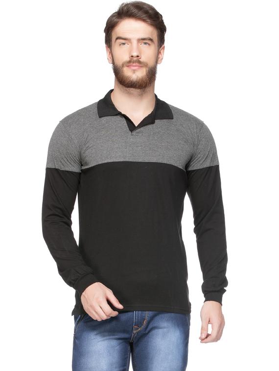 grey color-blocked polo t-shirt - 18354621 - Zoom Image - 1