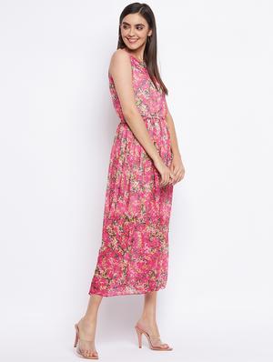 round neck floral a-line dress - 18354941 - Standard Image - 4