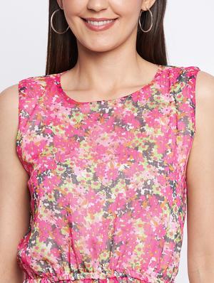 round neck floral a-line dress - 18354941 - Standard Image - 6