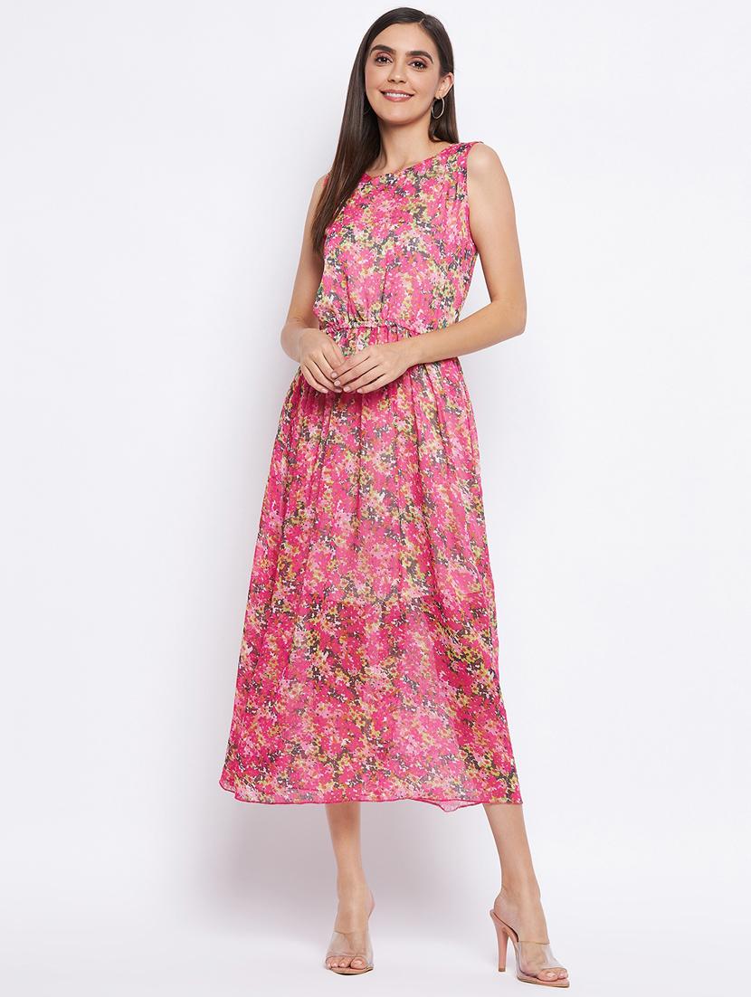 round neck floral a-line dress - 18354941 - Zoom Image - 2