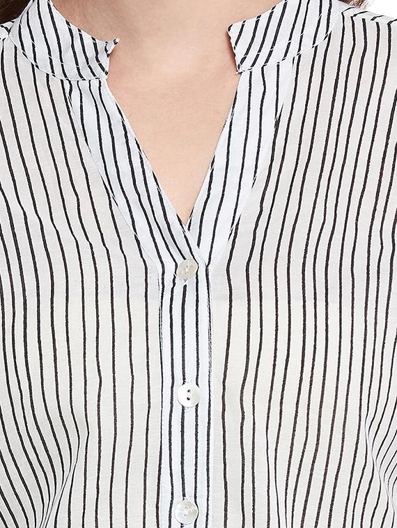 mandarin neck striped shirt - 18354950 - Zoom Image - 5