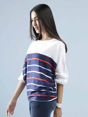 round neck striped top - 18355261 - Standard Image - 2