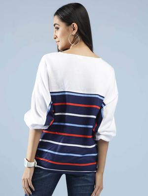round neck striped top - 18355261 - Standard Image - 3