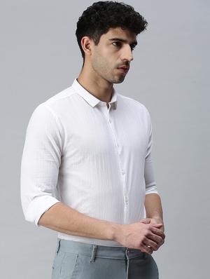 white solid casual shirt - 18356045 - Standard Image - 2