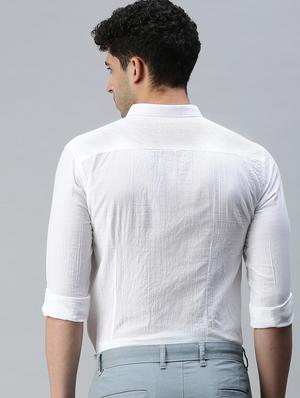 white solid casual shirt - 18356045 - Standard Image - 3