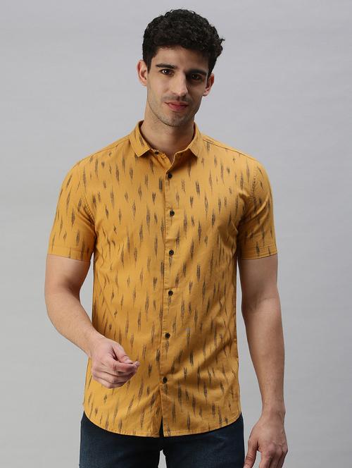 yellow printed casual shirt - 18356049 - Standard Image - 1