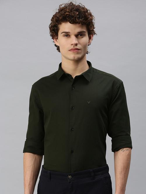green solid casual shirt - 18356095 - Standard Image - 1