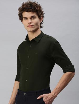 green solid casual shirt - 18356095 - Standard Image - 2