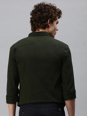 green solid casual shirt - 18356095 - Standard Image - 3