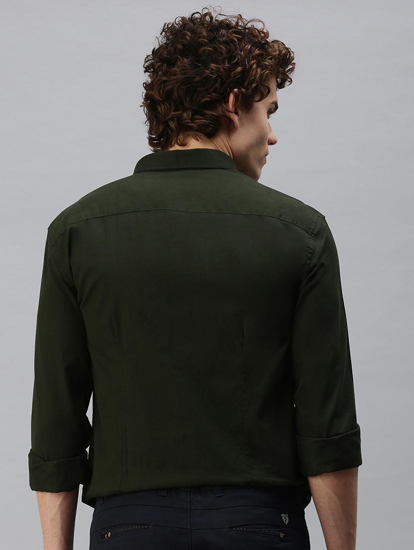 green solid casual shirt - 18356095 - Zoom Image - 3