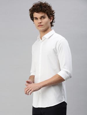 white solid casual shirt - 18356096 - Standard Image - 2