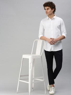 white solid casual shirt - 18356096 - Standard Image - 4
