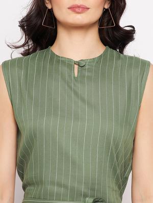 sleeveless striped knee length jumpsuit - 18356242 - Standard Image - 6