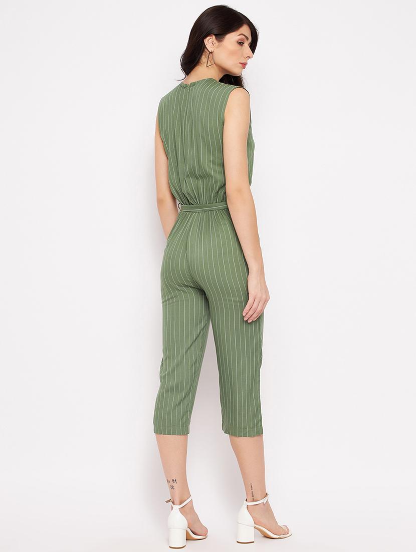 sleeveless striped knee length jumpsuit - 18356242 - Zoom Image - 5