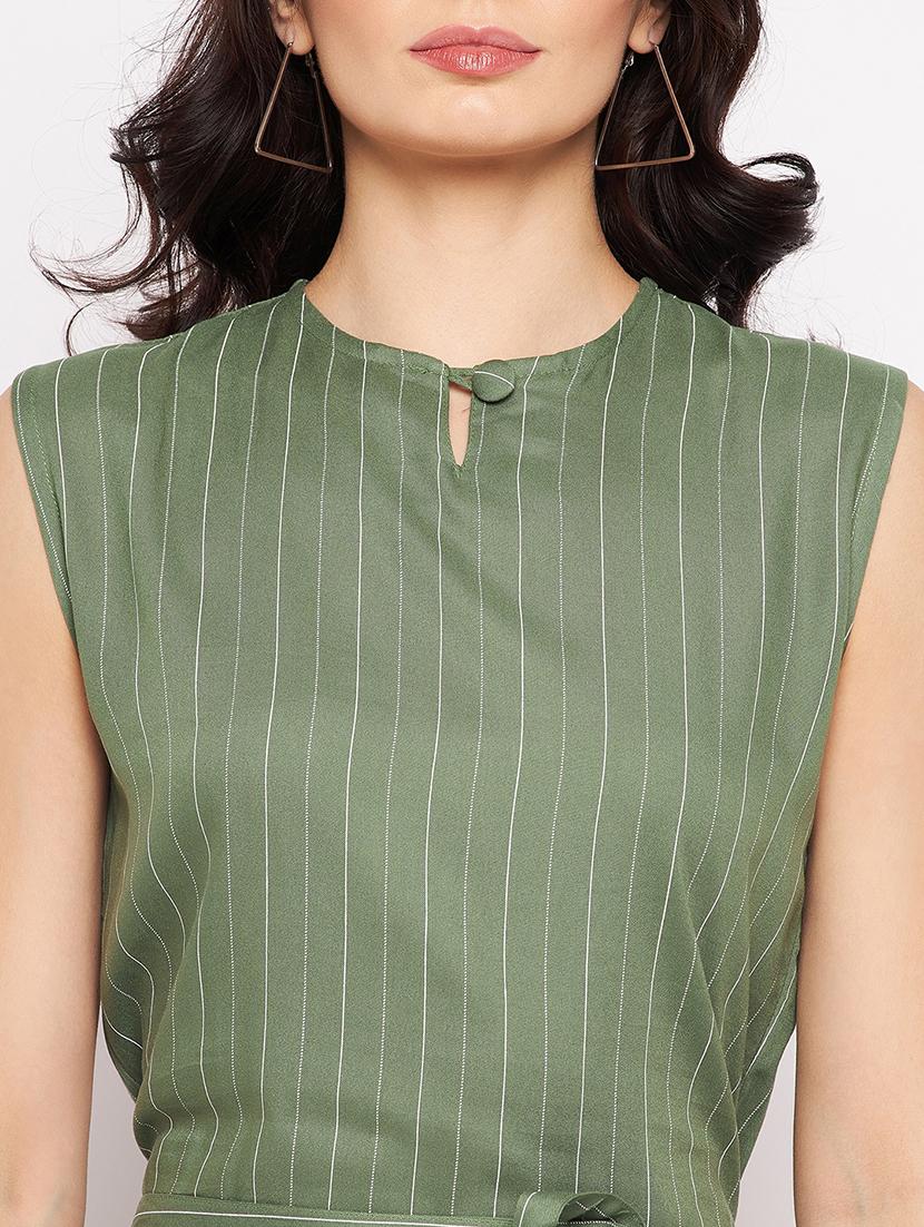 sleeveless striped knee length jumpsuit - 18356242 - Zoom Image - 6