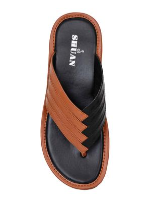 tan synthetic & mesh slip on flip flops - 18356340 - Standard Image - 5