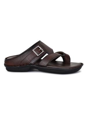 brown leatherette slip on slippers - 18356344 - Standard Image - 3