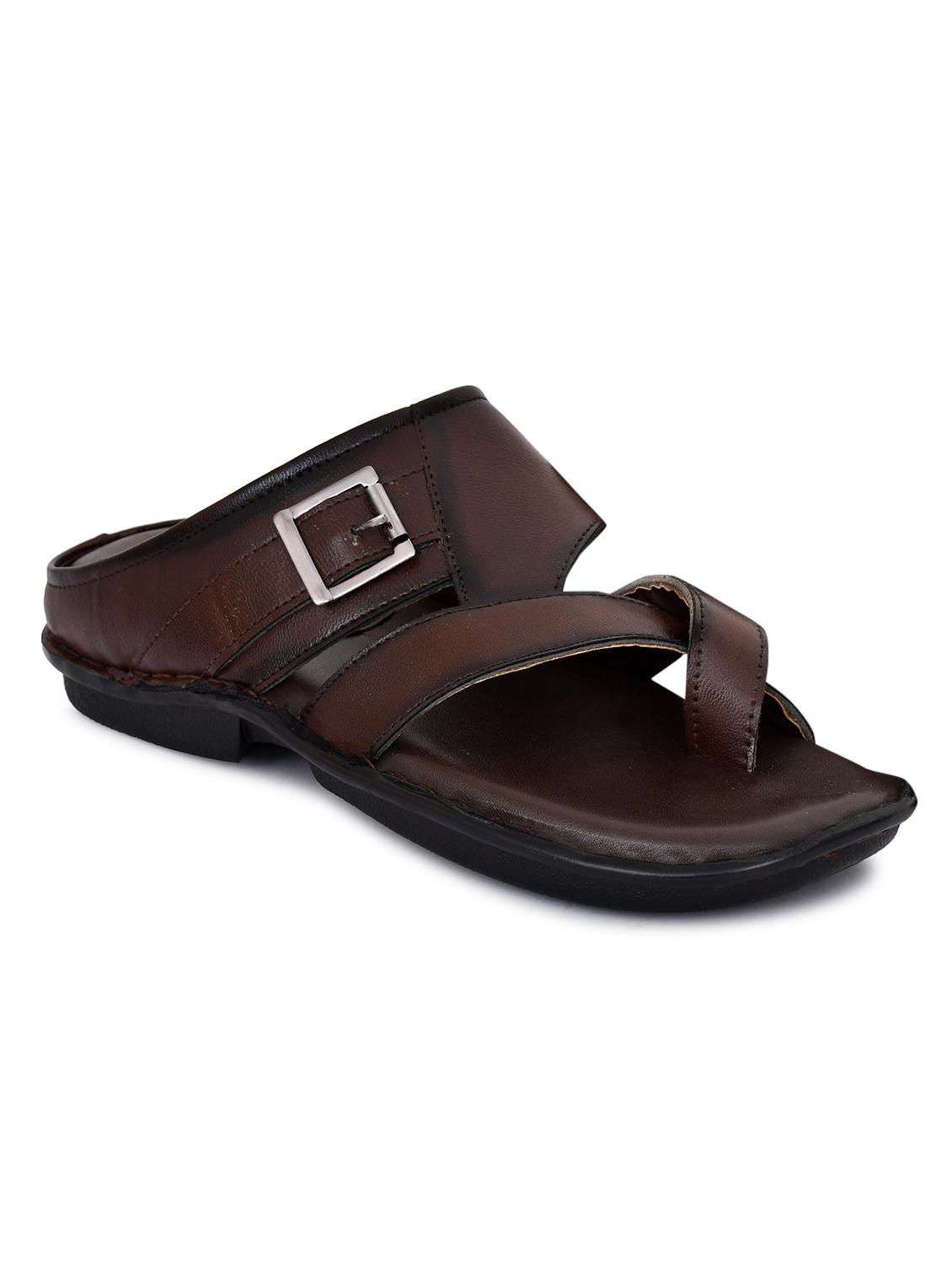 brown leatherette slip on slippers - 18356344 - Zoom Image - 2