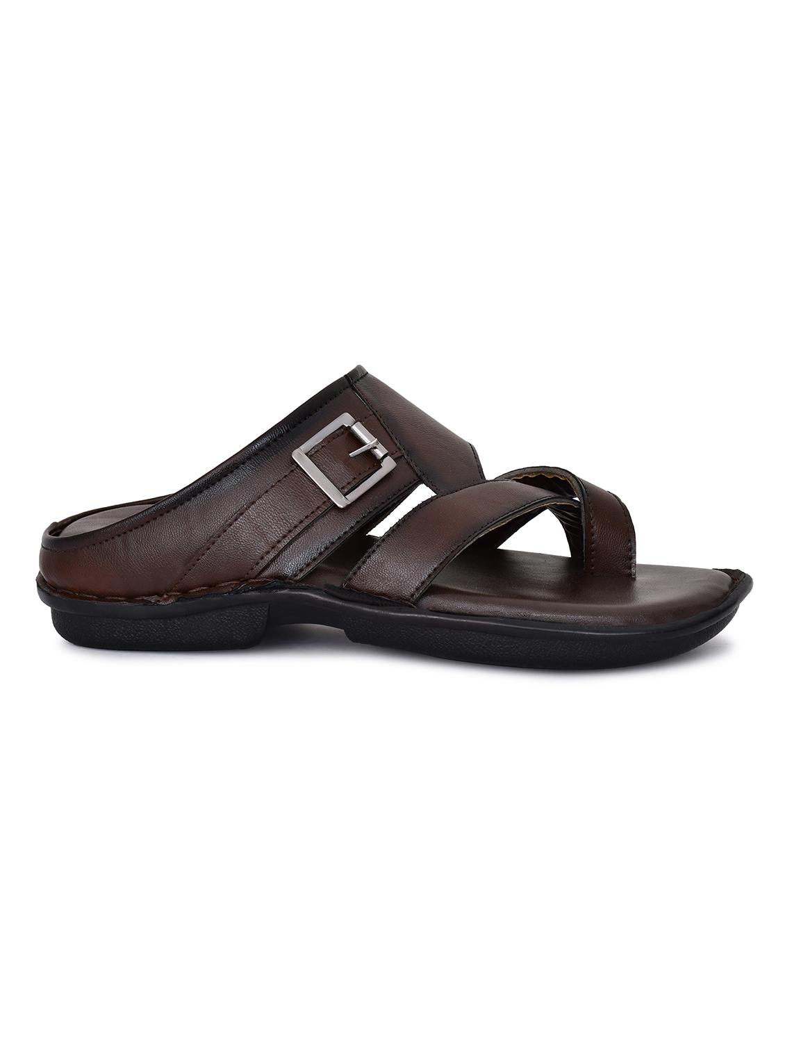 brown leatherette slip on slippers - 18356344 - Zoom Image - 3