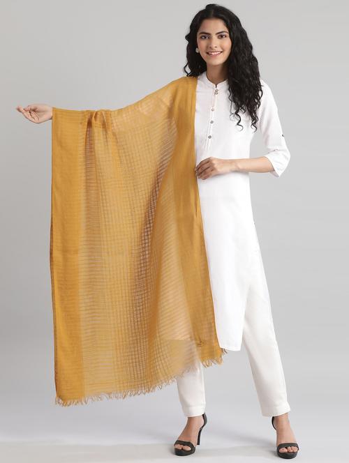 gold polyester plain dupatta - 18356447 - Standard Image - 1
