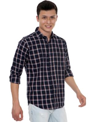 blue checkered casual shirt - 18356707 - Standard Image - 3