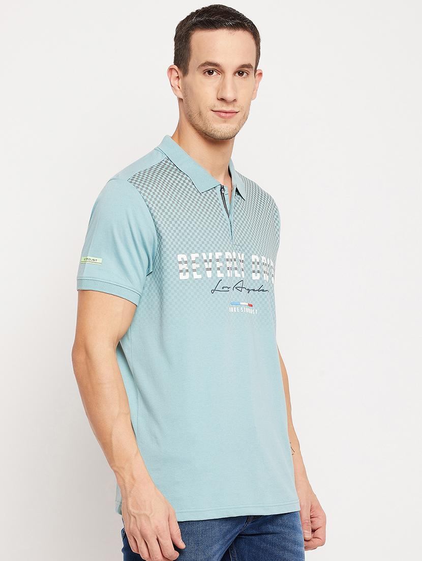 blue printed polo t-shirt - 18356850 - Zoom Image - 3