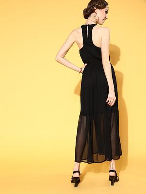 halter neck tired solid maxi dress - 18356963 - Standard Image - 3